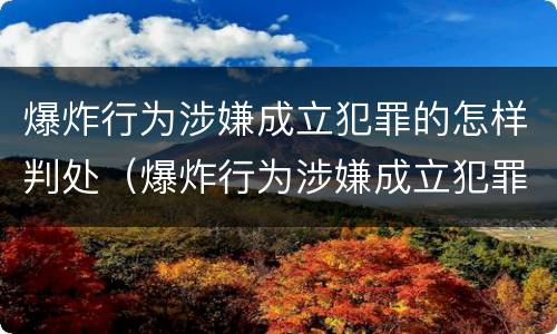 爆炸行为涉嫌成立犯罪的怎样判处（爆炸行为涉嫌成立犯罪的怎样判处缓刑）