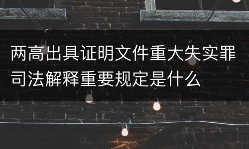 两高出具证明文件重大失实罪司法解释重要规定是什么