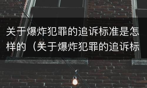 关于爆炸犯罪的追诉标准是怎样的（关于爆炸犯罪的追诉标准是怎样的呢）