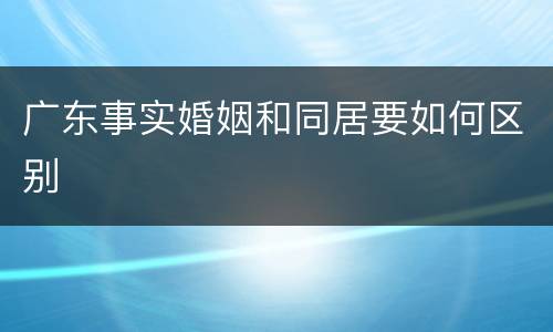 广东事实婚姻和同居要如何区别