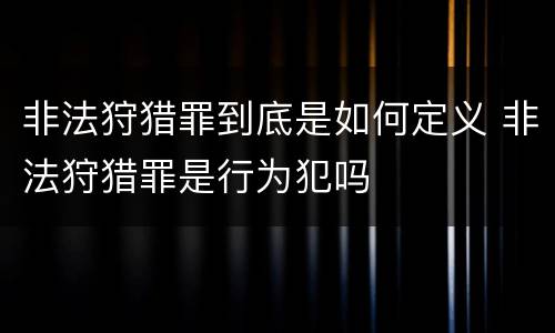 非法狩猎罪到底是如何定义 非法狩猎罪是行为犯吗