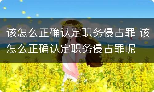 该怎么正确认定职务侵占罪 该怎么正确认定职务侵占罪呢