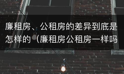 廉租房、公租房的差异到底是怎样的（廉租房公租房一样吗）