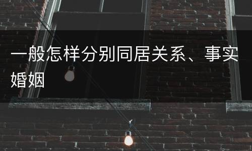 一般怎样分别同居关系、事实婚姻