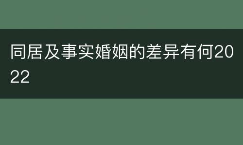 同居及事实婚姻的差异有何2022