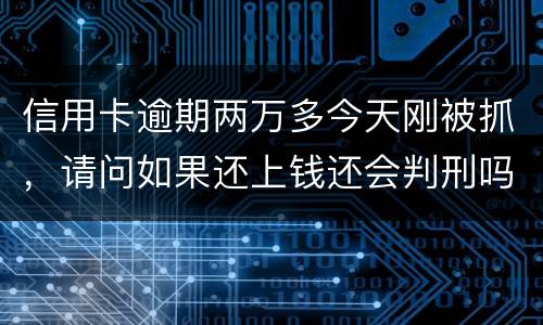 信用卡逾期两万多今天刚被抓，请问如果还上钱还会判刑吗