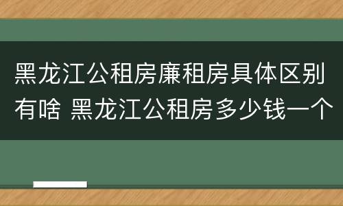 黑龙江公租房廉租房具体区别有啥 黑龙江公租房多少钱一个月