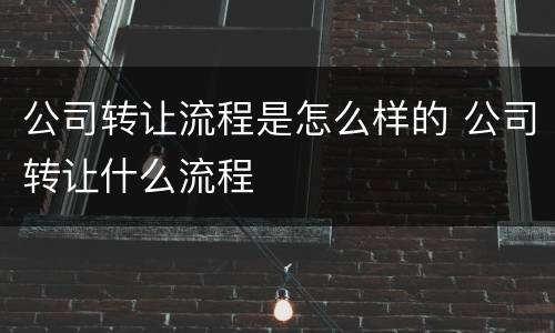 公司转让流程是怎么样的 公司转让什么流程