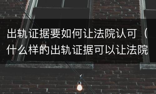 出轨证据要如何让法院认可（什么样的出轨证据可以让法院认可）