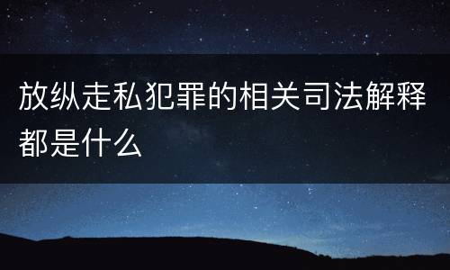 放纵走私犯罪的相关司法解释都是什么