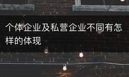 个体企业及私营企业不同有怎样的体现