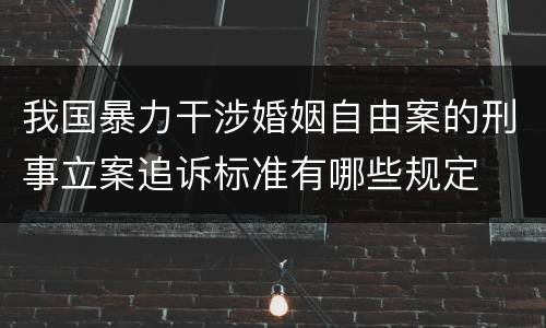 我国暴力干涉婚姻自由案的刑事立案追诉标准有哪些规定