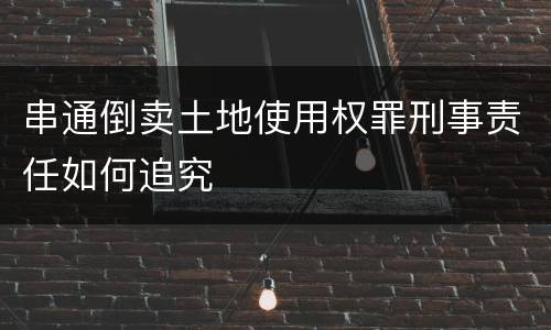 串通倒卖土地使用权罪刑事责任如何追究