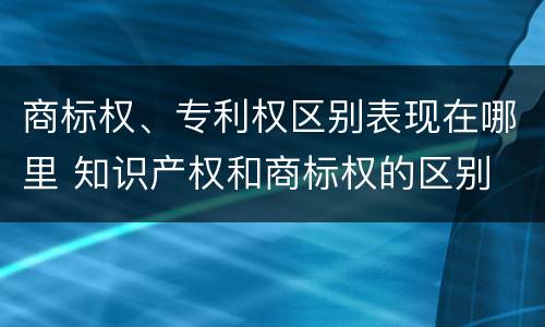 商标权、专利权区别表现在哪里 知识产权和商标权的区别