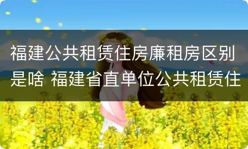 福建公共租赁住房廉租房区别是啥 福建省直单位公共租赁住房