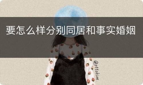 要怎么样分别同居和事实婚姻