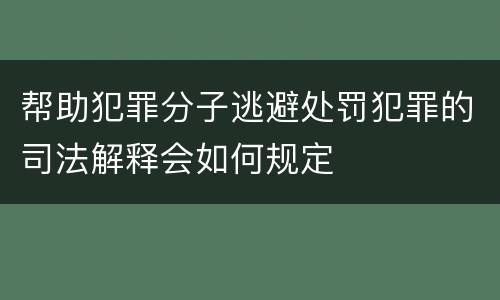 帮助犯罪分子逃避处罚犯罪的司法解释会如何规定