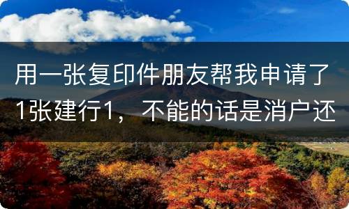 用一张复印件朋友帮我申请了1张建行1，不能的话是消户还是，以后办信用卡有影响吗
