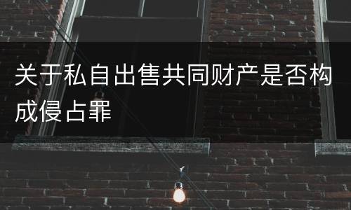 关于私自出售共同财产是否构成侵占罪