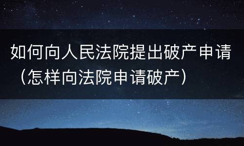 如何向人民法院提出破产申请（怎样向法院申请破产）