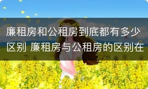 廉租房和公租房到底都有多少区别 廉租房与公租房的区别在哪里