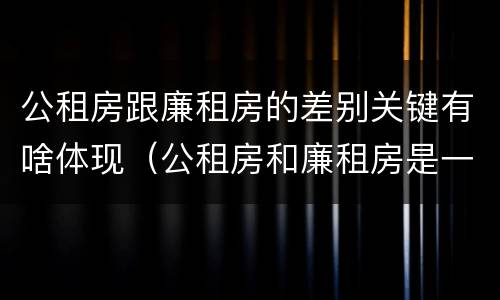 公租房跟廉租房的差别关键有啥体现（公租房和廉租房是一样吗）