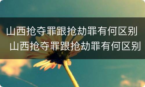 山西抢夺罪跟抢劫罪有何区别 山西抢夺罪跟抢劫罪有何区别呢