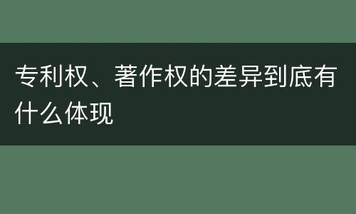 专利权、著作权的差异到底有什么体现