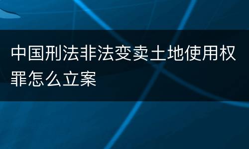 中国刑法非法变卖土地使用权罪怎么立案