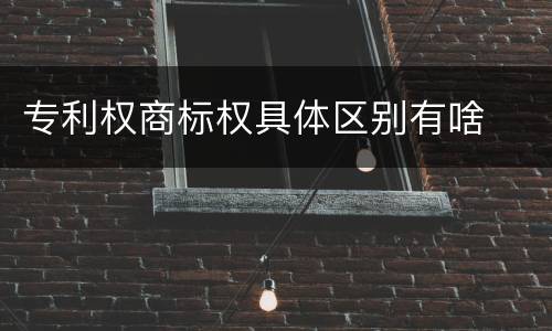 专利权商标权具体区别有啥