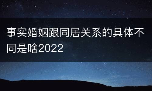 事实婚姻跟同居关系的具体不同是啥2022