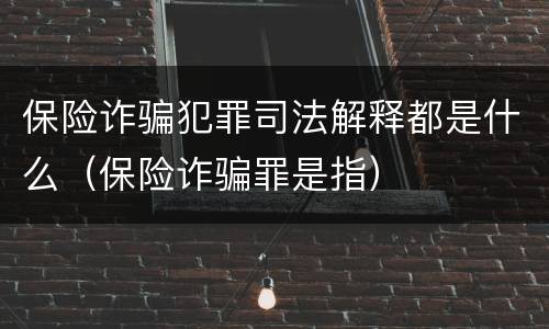 保险诈骗犯罪司法解释都是什么（保险诈骗罪是指）