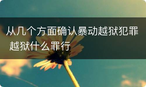 从几个方面确认暴动越狱犯罪 越狱什么罪行
