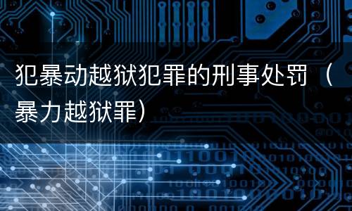 犯暴动越狱犯罪的刑事处罚（暴力越狱罪）