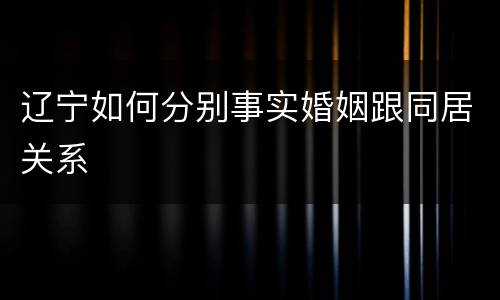 辽宁如何分别事实婚姻跟同居关系