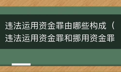 违法运用资金罪由哪些构成（违法运用资金罪和挪用资金罪）