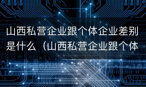 山西私营企业跟个体企业差别是什么（山西私营企业跟个体企业差别是什么呢）