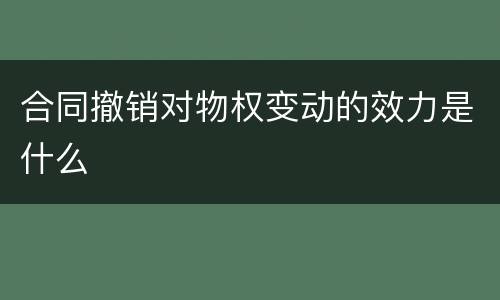 合同撤销对物权变动的效力是什么