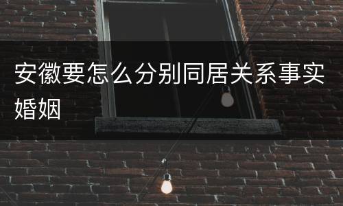 安徽要怎么分别同居关系事实婚姻