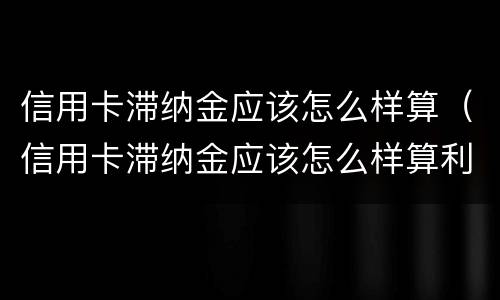 信用卡滞纳金应该怎么样算（信用卡滞纳金应该怎么样算利息）