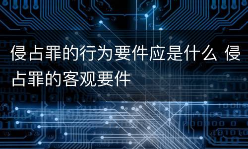 侵占罪的行为要件应是什么 侵占罪的客观要件