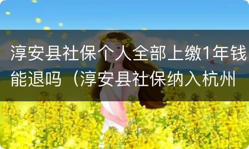 淳安县社保个人全部上缴1年钱能退吗（淳安县社保纳入杭州了吗）