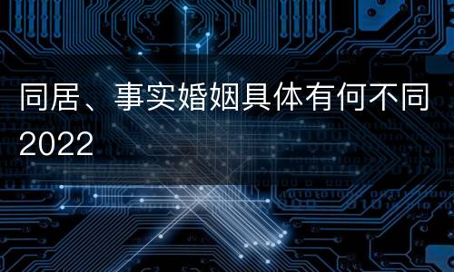 同居、事实婚姻具体有何不同2022