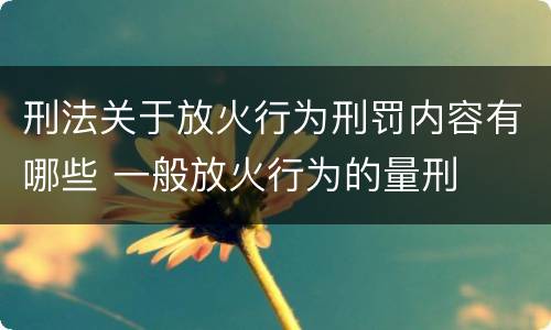刑法关于放火行为刑罚内容有哪些 一般放火行为的量刑