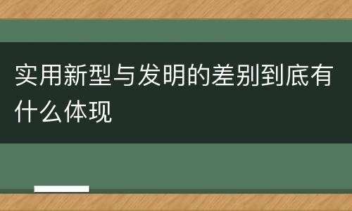 实用新型与发明的差别到底有什么体现