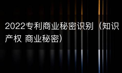 2022专利商业秘密识别（知识产权 商业秘密）