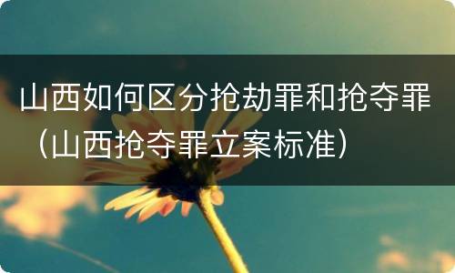 山西如何区分抢劫罪和抢夺罪（山西抢夺罪立案标准）