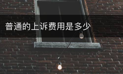 普通的上诉费用是多少