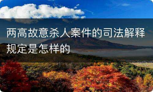 两高故意杀人案件的司法解释规定是怎样的