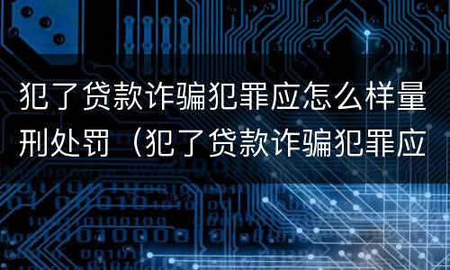 犯了贷款诈骗犯罪应怎么样量刑处罚（犯了贷款诈骗犯罪应怎么样量刑处罚）